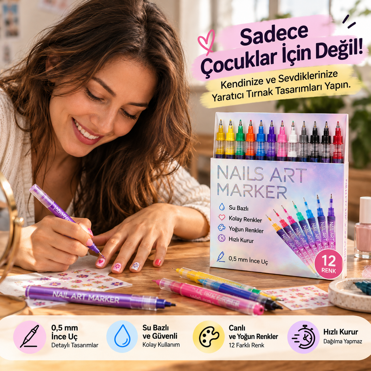 Pro-Detail 12'li Güvenli Tırnak Sanatı Seti